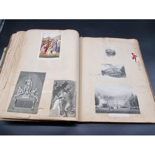 155 - SCRAP ALBUMS: a pair of mid-19th century scrap albums containing pasted in engravings, drawings... 