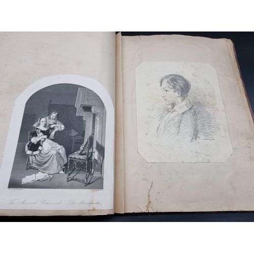 155 - SCRAP ALBUMS: a pair of mid-19th century scrap albums containing pasted in engravings, drawings... 