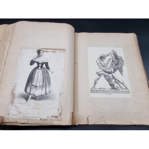 155 - SCRAP ALBUMS: a pair of mid-19th century scrap albums containing pasted in engravings, drawings... 