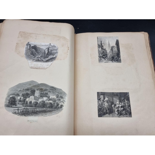 155 - SCRAP ALBUMS: a pair of mid-19th century scrap albums containing pasted in engravings, drawings... 