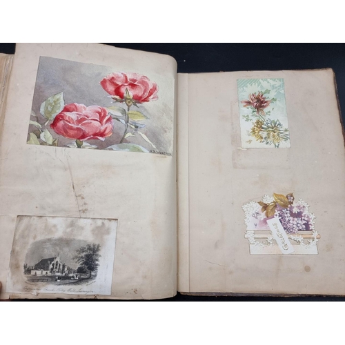 155 - SCRAP ALBUMS: a pair of mid-19th century scrap albums containing pasted in engravings, drawings... 