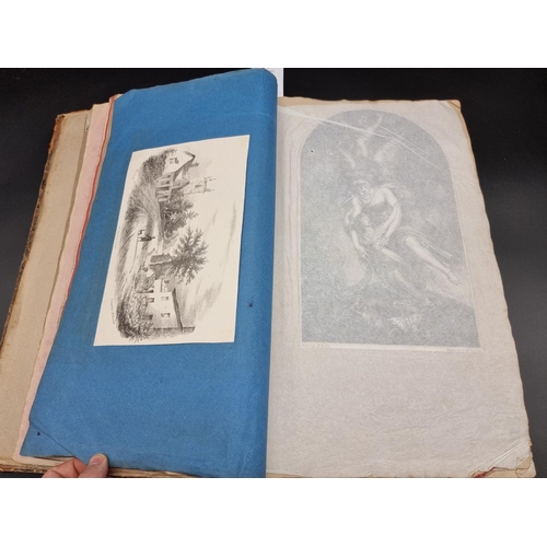 157 - GEORGIAN SCRAP ALBUM: a substantial album containing numerous pasted-in engravings, drawings, w... 