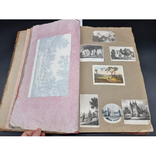 157 - GEORGIAN SCRAP ALBUM: a substantial album containing numerous pasted-in engravings, drawings, w... 