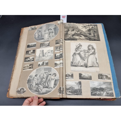 157 - GEORGIAN SCRAP ALBUM: a substantial album containing numerous pasted-in engravings, drawings, w... 