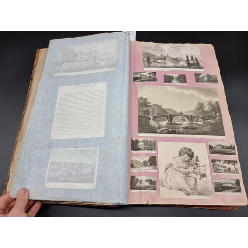 157 - GEORGIAN SCRAP ALBUM: a substantial album containing numerous pasted-in engravings, drawings, w... 