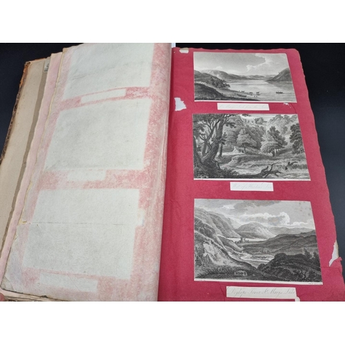 157 - GEORGIAN SCRAP ALBUM: a substantial album containing numerous pasted-in engravings, drawings, w... 