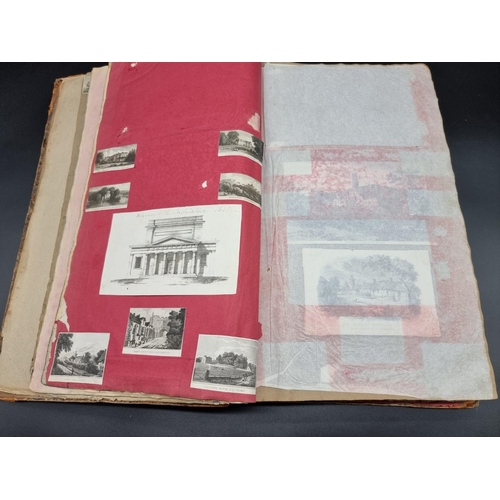 157 - GEORGIAN SCRAP ALBUM: a substantial album containing numerous pasted-in engravings, drawings, w... 