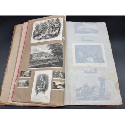 157 - GEORGIAN SCRAP ALBUM: a substantial album containing numerous pasted-in engravings, drawings, w... 