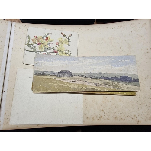 168 - WATERCOLOUR ALBUMS: a pair of 19th century albums containing approx 50 watercolours, British topogra... 