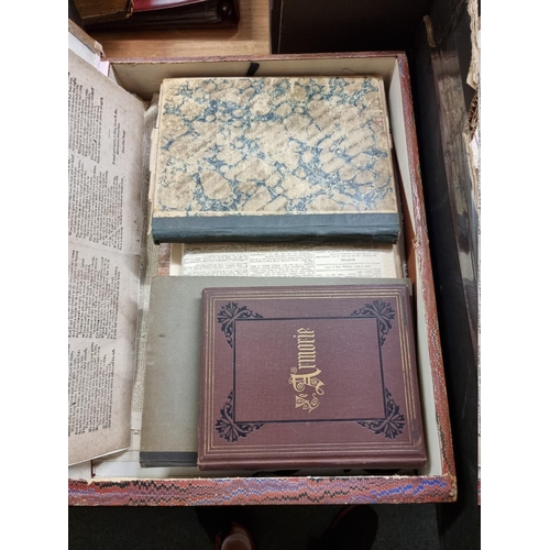 174 - EPHEMERA: a small selection contained in large book box, to include an album of Victorian crest... 