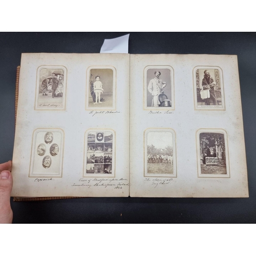 178 - CARTE DE VISITE ALBUM: period album of approx 190 cartes des visite, portraits, genre types and topo... 