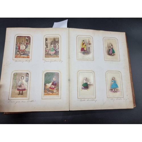 178 - CARTE DE VISITE ALBUM: period album of approx 190 cartes des visite, portraits, genre types and topo... 