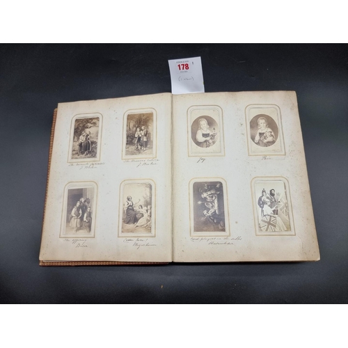 178 - CARTE DE VISITE ALBUM: period album of approx 190 cartes des visite, portraits, genre types and topo... 