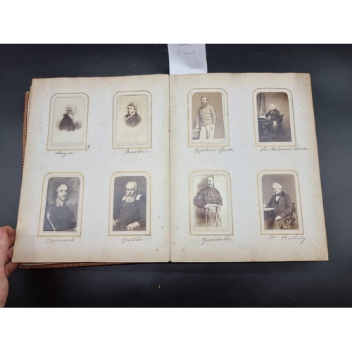 178 - CARTE DE VISITE ALBUM: period album of approx 190 cartes des visite, portraits, genre types and topo... 