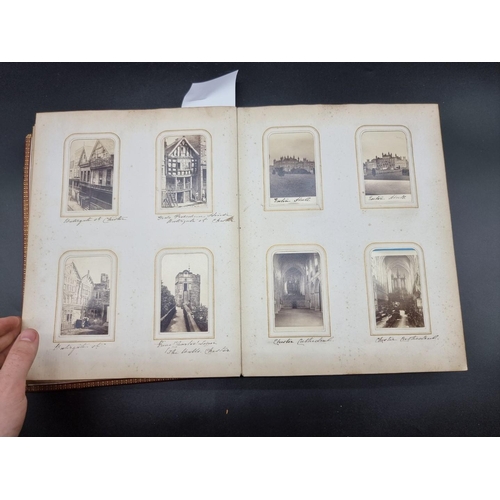 178 - CARTE DE VISITE ALBUM: period album of approx 190 cartes des visite, portraits, genre types and topo... 