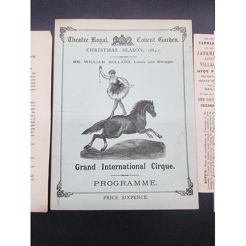 184 - CIRCUS: 'Theatre Royal Covent Garden, Christmas Season 1884-5...Grand International Cirque': printed... 