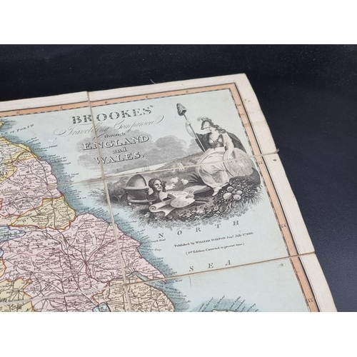 192 - FOLDING MAP: 'Brookes' Travelling Companion through England and Wales..': William Darton, 1819: 2nd ... 