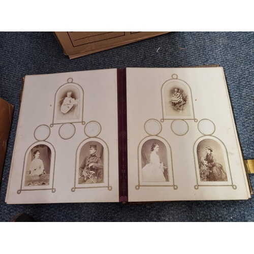 261 - CARTE DE VISITE: three 19th century cartes des visite albums partially filled, plus 2 empty albums, ... 