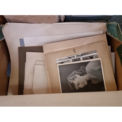 268 - PHOTOGRAPHY: box of c.50 vintage b/w photographs, including historic cars, racing cars and bikes, mi... 