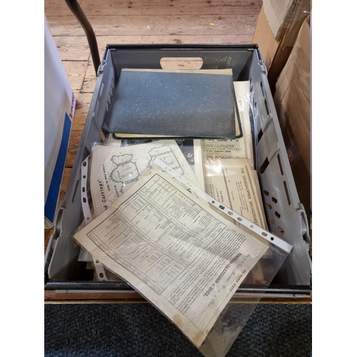 276 - EPHEMERA: a quantity, contained in large crate and suitcase. (Qty)