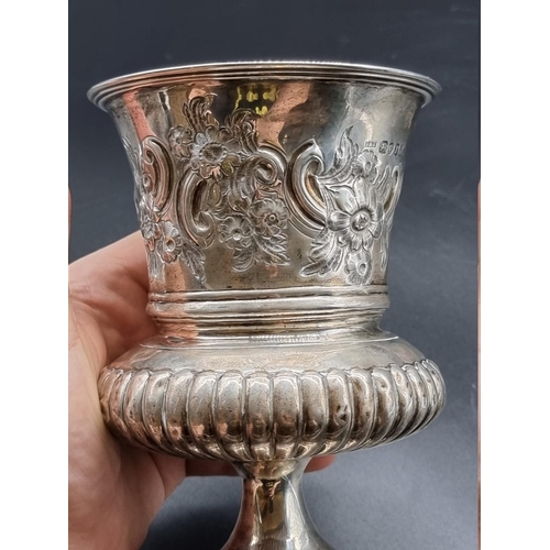 507 - A William IV silver goblet, having repousse chased decoration, by J E Terrey & Co, London 1832, ... 