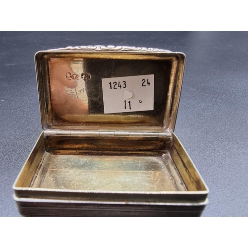 619 - A George IV engine turned silver snuff box, by T S, (probably Thomas Shaw) Birmingham 1828, 6cm, 49g... 