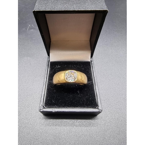 686 - A 22ct gold gentlemans ring, set old cut diamond estimated at over 2ct, London 2017, size Y-Z, gross... 