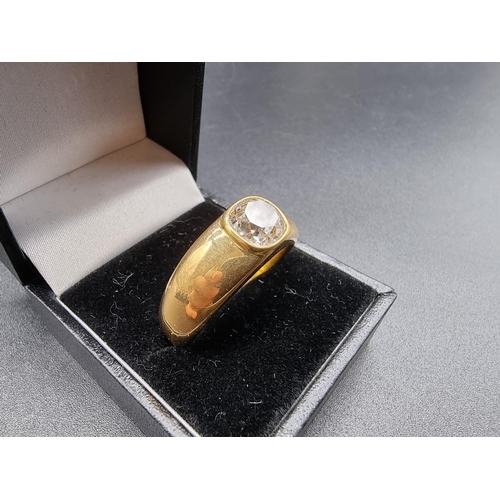 686 - A 22ct gold gentlemans ring, set old cut diamond estimated at over 2ct, London 2017, size Y-Z, gross... 