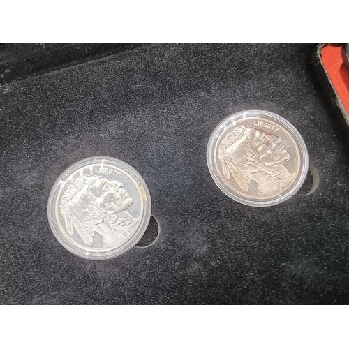 958 - Coins: a cased set of two US 1oz fine silver Indian head medals; together with two Westminster Colle... 