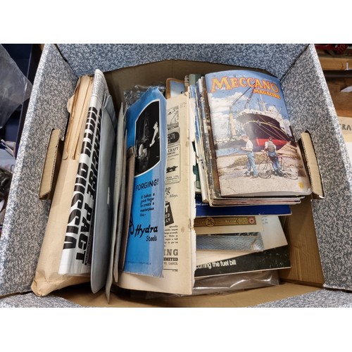 305B - EPHEMERA: a large box of ephemera, to include several HMSO publications; Meccano magazines; royal co... 