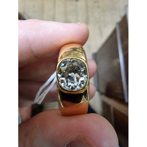 686 - A 22ct gold gentlemans ring, set old cut diamond estimated at over 2ct, London 2017, size Y-Z, gross... 