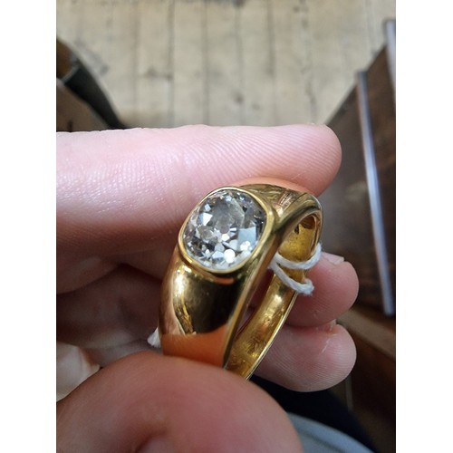 686 - A 22ct gold gentlemans ring, set old cut diamond estimated at over 2ct, London 2017, size Y-Z, gross... 