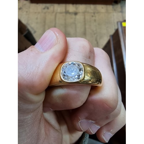 686 - A 22ct gold gentlemans ring, set old cut diamond estimated at over 2ct, London 2017, size Y-Z, gross... 