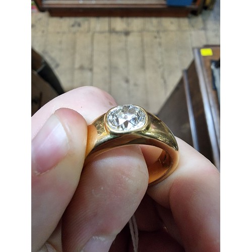 686 - A 22ct gold gentlemans ring, set old cut diamond estimated at over 2ct, London 2017, size Y-Z, gross... 