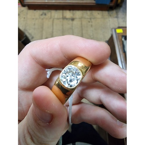 686 - A 22ct gold gentlemans ring, set old cut diamond estimated at over 2ct, London 2017, size Y-Z, gross... 