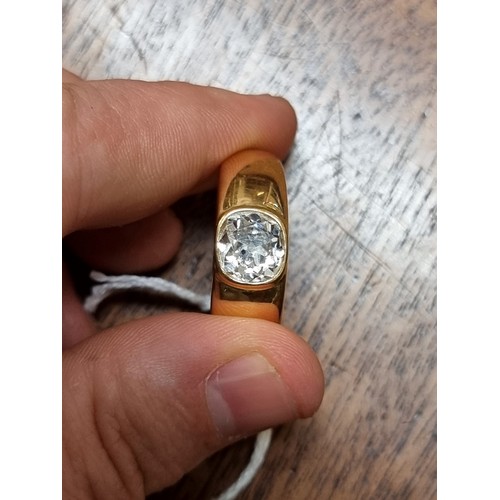 686 - A 22ct gold gentlemans ring, set old cut diamond estimated at over 2ct, London 2017, size Y-Z, gross... 