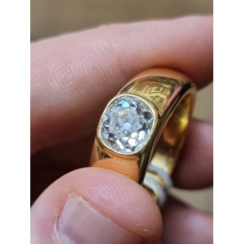 686 - A 22ct gold gentlemans ring, set old cut diamond estimated at over 2ct, London 2017, size Y-Z, gross... 