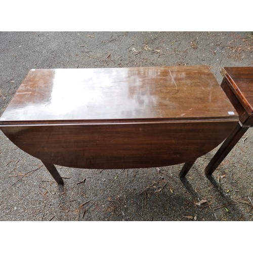 1076 - A George III mahogany tea table, 81cm wide x 72cm high; together with an antique mahogany dropleaf t... 