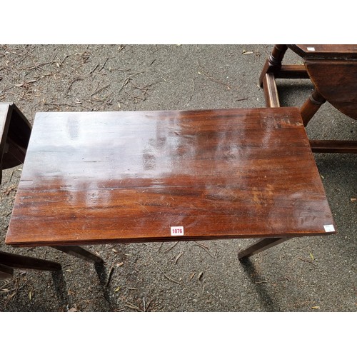 1076 - A George III mahogany tea table, 81cm wide x 72cm high; together with an antique mahogany dropleaf t... 