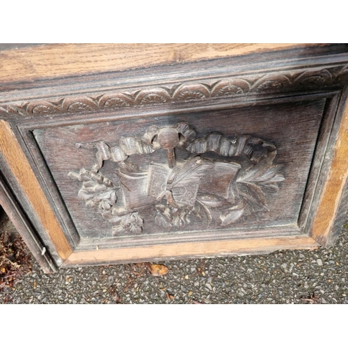 1000 - An antique continental oak two door cupboard, having a pair of glazed doors, 230cm high x 111.5... 