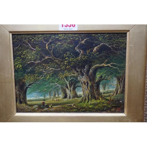 1132 - British School, 19th century, woodland scenes, a pair, oil on canvas, 14 x 19.5cm. (2)... 