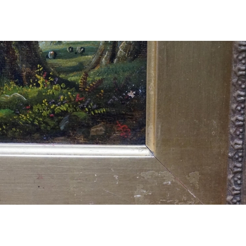 1132 - British School, 19th century, woodland scenes, a pair, oil on canvas, 14 x 19.5cm. (2)... 