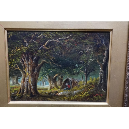 1132 - British School, 19th century, woodland scenes, a pair, oil on canvas, 14 x 19.5cm. (2)... 