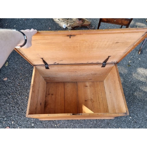 1012 - An old pine blanket box, 76cm wide x 43.5cm deep x 41cm high. 