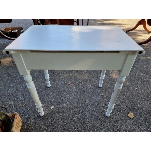 1013 - A white painted single drawer side table, 79cm wide x 49cm deep x 73cm high. ... 