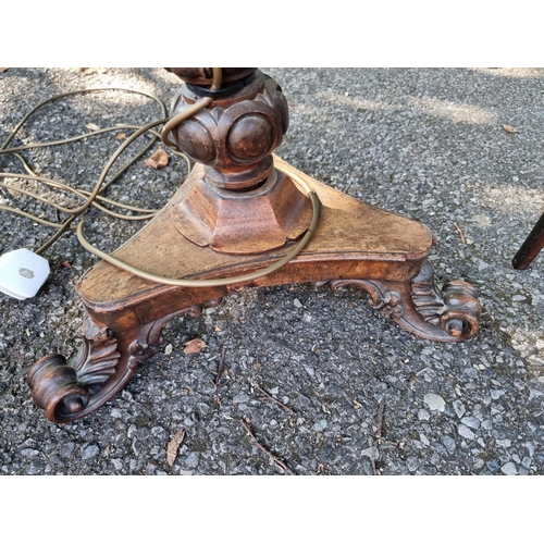 1016 - An antique mahogany work table, 34cm wide x 84cm high; together with an antique mahogany piecrust tr... 