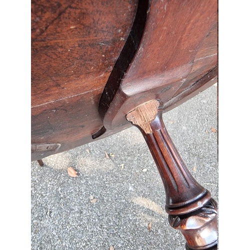 1016 - An antique mahogany work table, 34cm wide x 84cm high; together with an antique mahogany piecrust tr... 