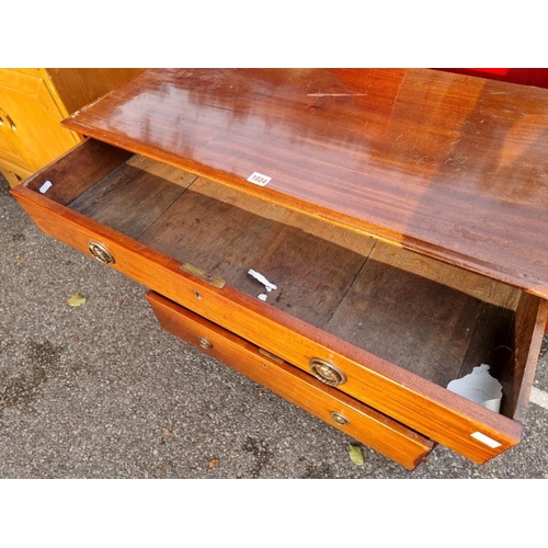 1024 - An antique mahogany chest of drawers, and a maple wall shelf. (a.f.).