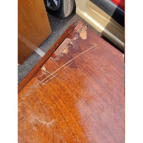 1024 - An antique mahogany chest of drawers, and a maple wall shelf. (a.f.).