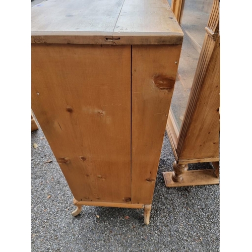 1042 - An antique pine side cabinet.